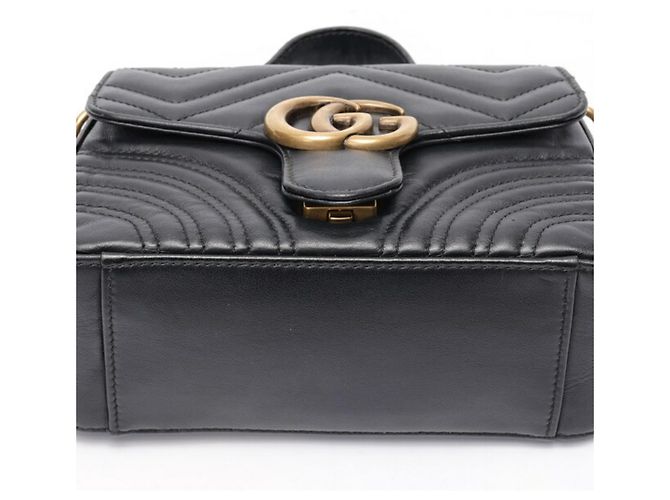 Borsa a spalla mini GG Marmont di Gucci Nero - vista 4