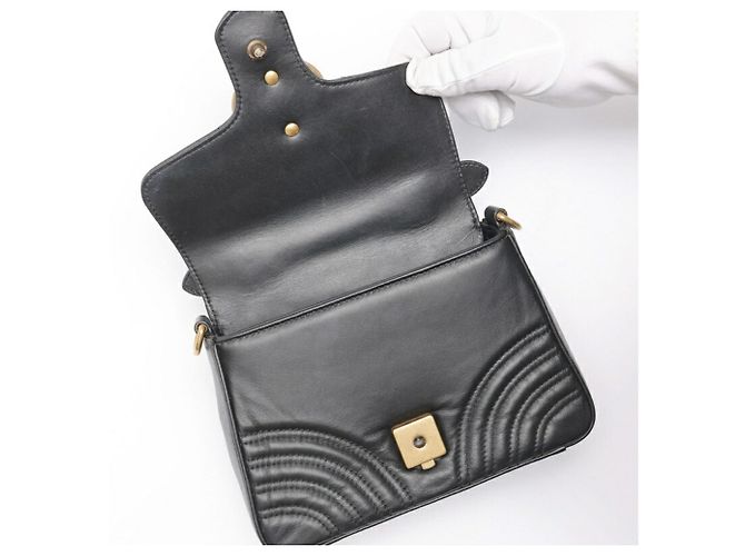 Borsa a spalla mini GG Marmont di Gucci Nero - vista 5