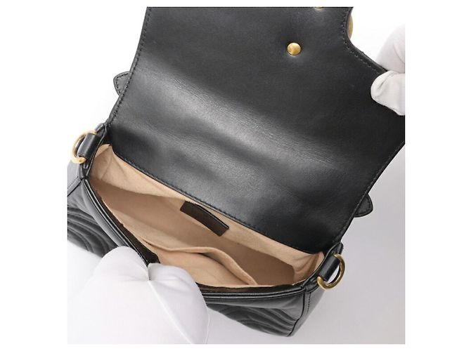 Borsa a spalla mini GG Marmont di Gucci Nero - vista 6
