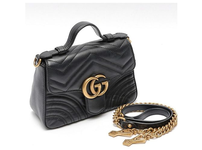 Borsa a spalla mini GG Marmont di Gucci Nero - vista 7