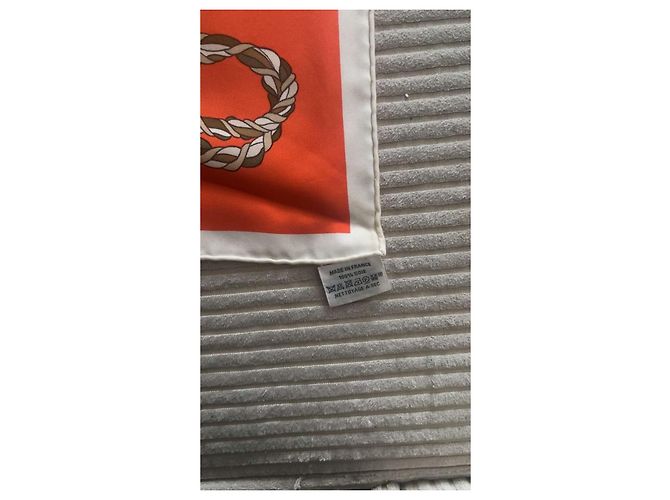 Hermès Seidenschal Orange Reitermotiv 90x90 Mehrfarben - Ansicht 7
