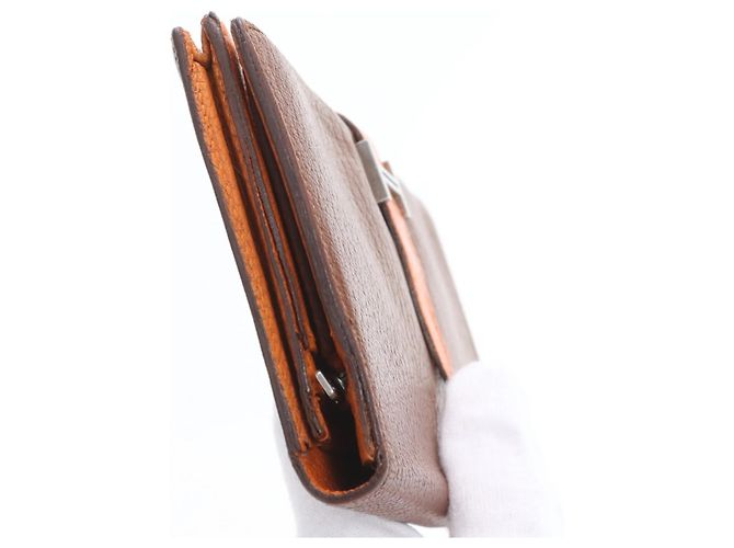 Hermès Hermes Bearn Soufflé Leather Bi-fold Long Wallet Brown Orange - view 3