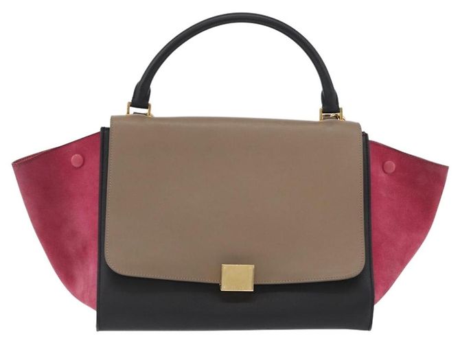Céline Borsa a mano Trapeze CELINE in pelle scamosciata 2 in 1 Rosa Beige Auth ka3552A - vista 2
