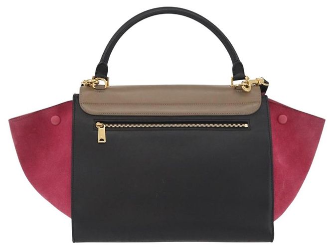 Céline Borsa a mano Trapeze CELINE in pelle scamosciata 2 in 1 Rosa Beige Auth ka3552A - vista 3