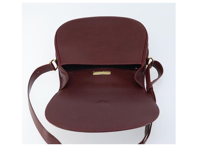 CARTIER Must Line Borsa a Spalla in Pelle Bordeaux Oro Auth 174444 D'oro Bordò - vista 14