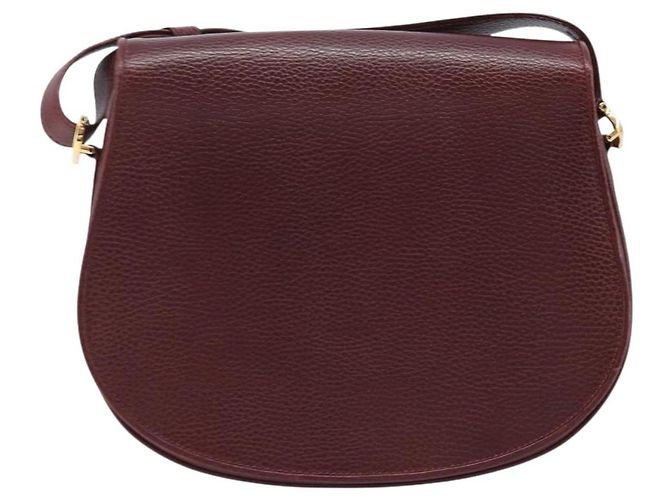 CARTIER Must Line Borsa a Spalla in Pelle Bordeaux Oro Auth 174444 D'oro Bordò - vista 2