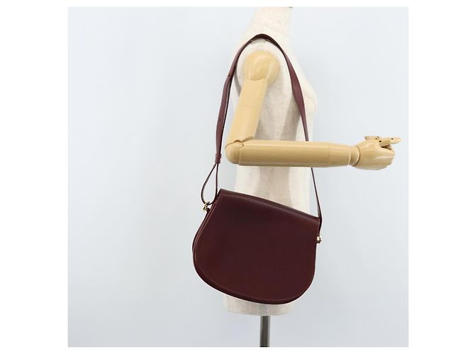 CARTIER Must Line Borsa a Spalla in Pelle Bordeaux Oro Auth 174444 D'oro Bordò - vista 22