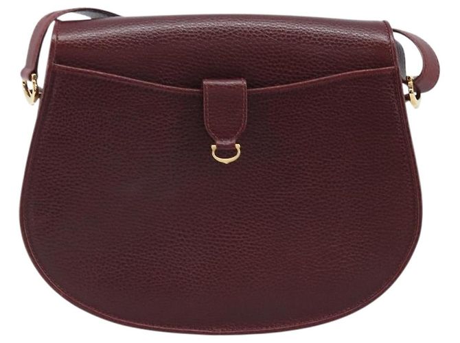 CARTIER Must Line Borsa a Spalla in Pelle Bordeaux Oro Auth 174444 D'oro Bordò - vista 3
