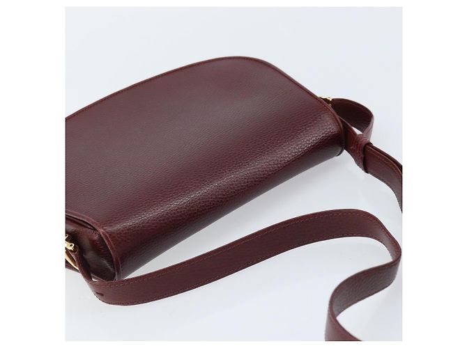 CARTIER Must Line Borsa a Spalla in Pelle Bordeaux Oro Auth 174444 D'oro Bordò - vista 6