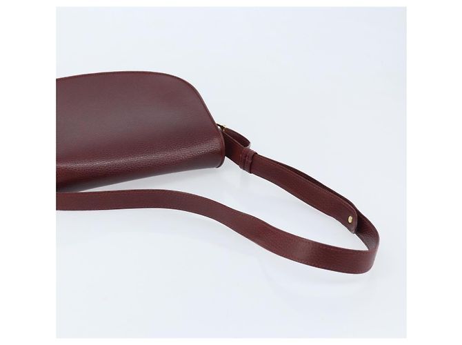 CARTIER Must Line Borsa a Spalla in Pelle Bordeaux Oro Auth 174444 D'oro Bordò - vista 7
