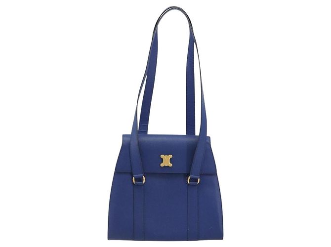 Céline Borsa a Spalla CELINE in Pelle Blu Oro Auth BAZ626A D'oro - vista 2