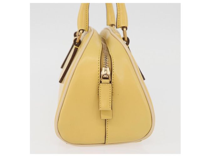 PRADA Bolso de mano de cuero amarillo dorado Auth mr2207 - vista 4