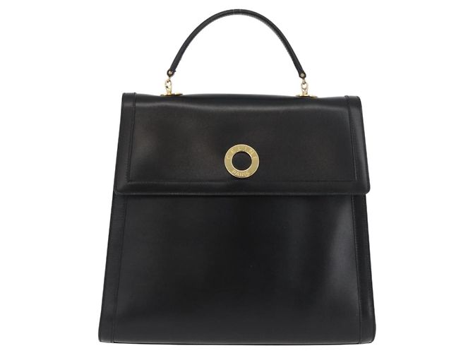 Borsa a mano CÉLINE Circle in pelle nera e oro Auth BAZ793V Nero D'oro - vista 2