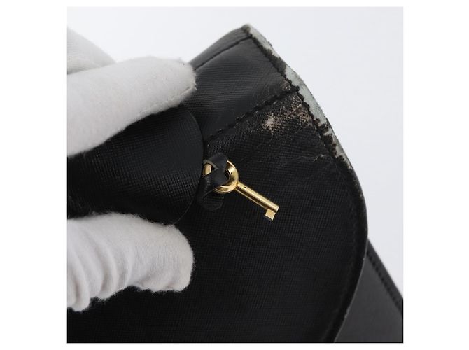 Saffiano PRADA Borsa da lavoro in pelle Safiano Nera Oro Auth 174051 Nero D'oro - vista 10