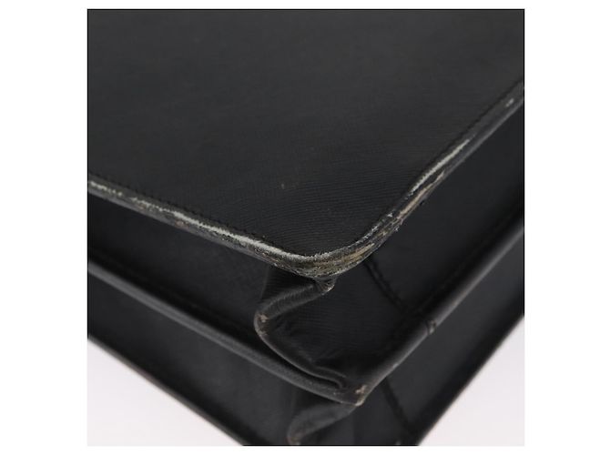 Saffiano PRADA Borsa da lavoro in pelle Safiano Nera Oro Auth 174051 Nero D'oro - vista 15