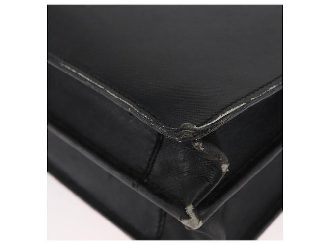 Saffiano PRADA Borsa da lavoro in pelle Safiano Nera Oro Auth 174051 Nero D'oro - vista 16