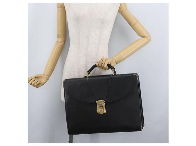 Saffiano PRADA Borsa da lavoro in pelle Safiano Nera Oro Auth 174051 Nero D'oro - vista 27