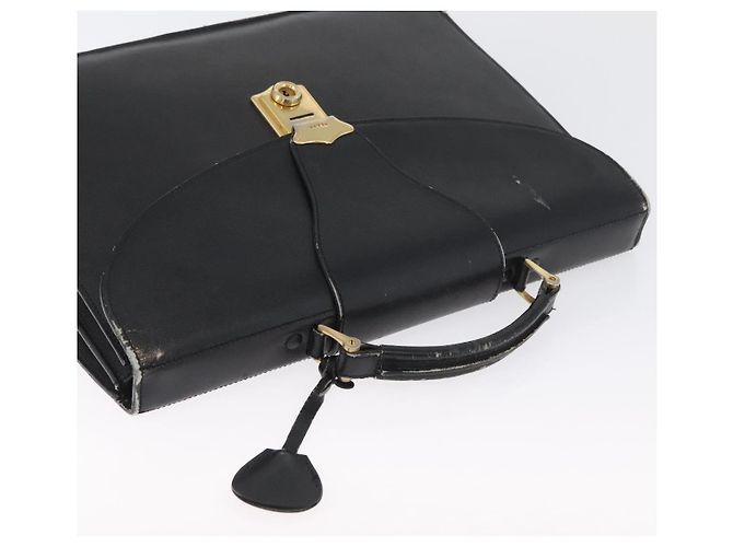 Saffiano PRADA Borsa da lavoro in pelle Safiano Nera Oro Auth 174051 Nero D'oro - vista 6