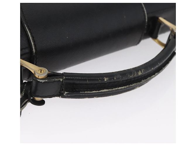 Saffiano PRADA Borsa da lavoro in pelle Safiano Nera Oro Auth 174051 Nero D'oro - vista 7