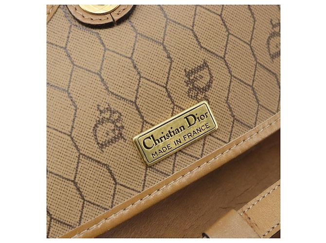 Borsa a spalla in tela a nido d'ape Christian Dior PVC marrone oro Auth bs34236 - vista 16