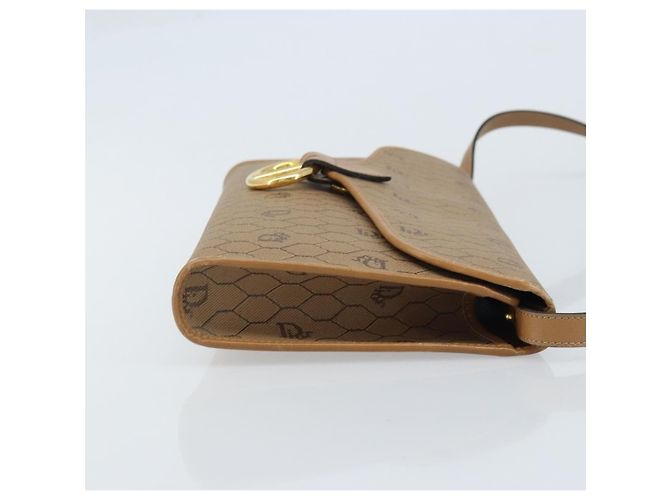 Borsa a spalla in tela a nido d'ape Christian Dior PVC marrone oro Auth bs34236 - vista 4