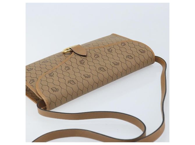 Borsa a spalla in tela a nido d'ape Christian Dior PVC marrone oro Auth bs34236 - vista 6
