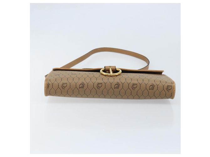Borsa a spalla in tela a nido d'ape Christian Dior PVC marrone oro Auth bs34236 - vista 9