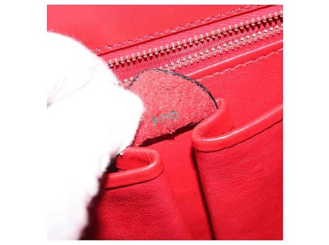 Céline Borsa Medallion in pelle rossa e oro Auth BAZ711A Rosso D'oro - vista 12