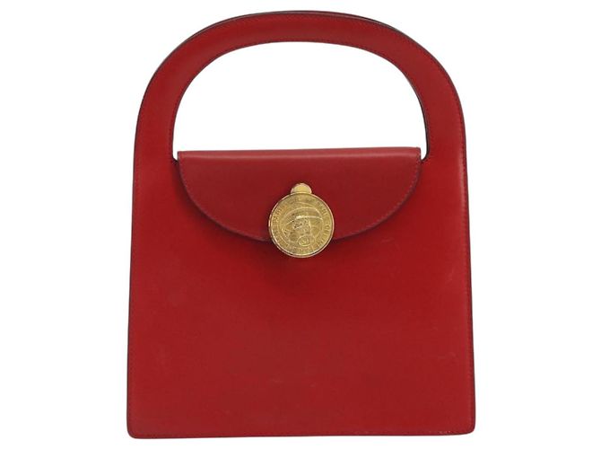 Céline Borsa Medallion in pelle rossa e oro Auth BAZ711A Rosso D'oro - vista 13