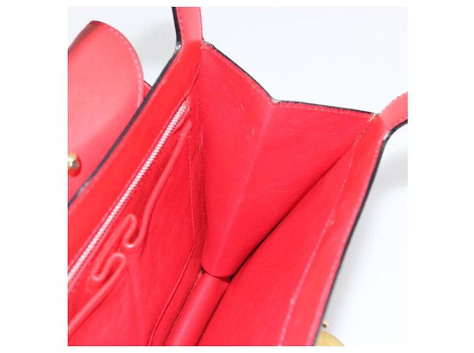 Céline Borsa Medallion in pelle rossa e oro Auth BAZ711A Rosso D'oro - vista 18