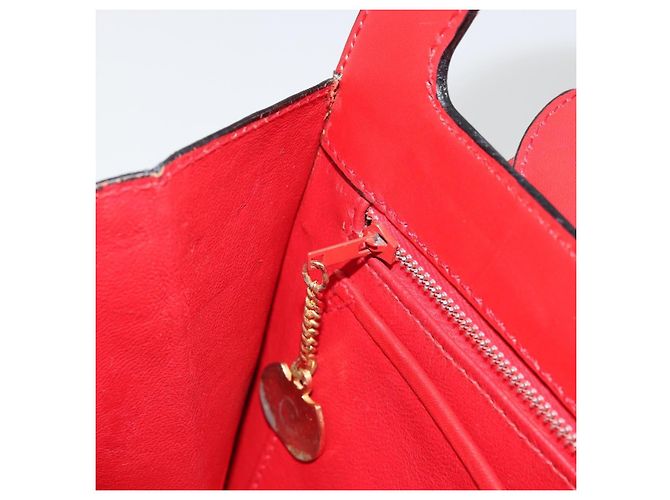 Céline Borsa Medallion in pelle rossa e oro Auth BAZ711A Rosso D'oro - vista 20