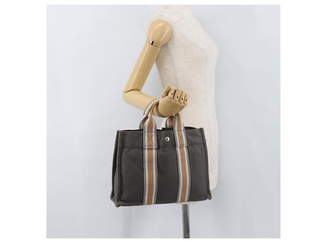 Hermès HERMES Fourre Tout PM Tote Bag aus Canvas Grau Silber Auth BA11923 Braun - Ansicht 21
