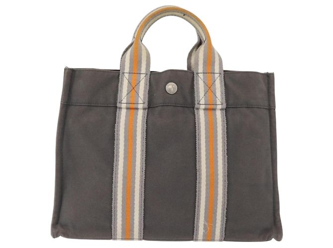 Hermès HERMES Fourre Tout PM Tote Bag aus Canvas Grau Silber Auth BA11923 Braun - Ansicht 3