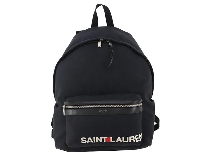 Zaino in tela nero e argento SAINT LAURENT Auth hk3604 - vista 2