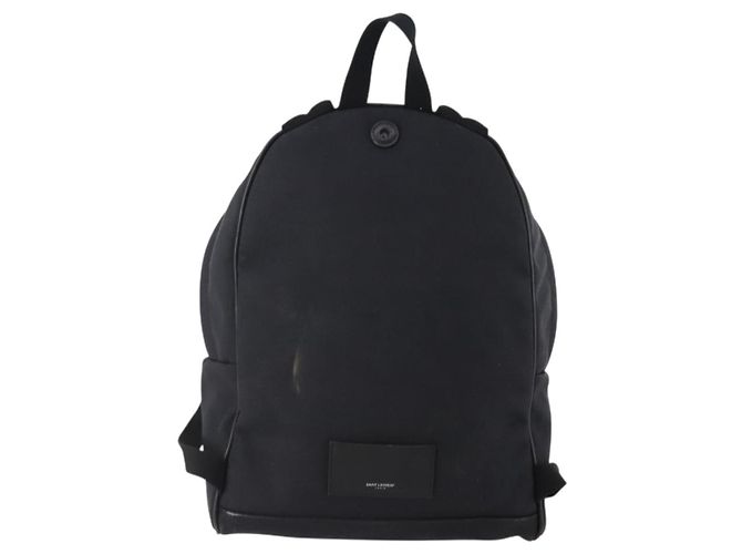 Zaino in tela nero e argento SAINT LAURENT Auth hk3604 - vista 3