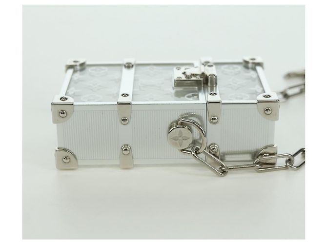 LOUIS VUITTON Trunk Box Pouch Borsa metallo Argento M00752 LV Auth BAZ882SAM - vista 4