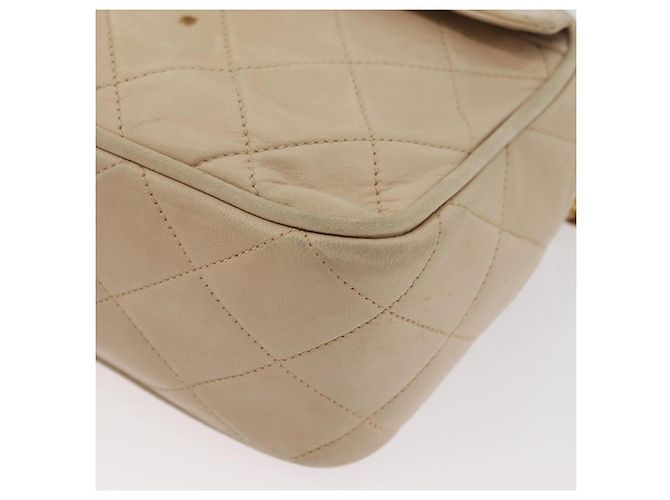 CHANEL Matelasse Chain Shoulder Bag Lamb Skin Ivory Gold CC Auth AMZ315 Golden Cream - view 11