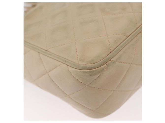CHANEL Matelasse Chain Shoulder Bag Lamb Skin Ivory Gold CC Auth AMZ315 Golden Cream - view 12