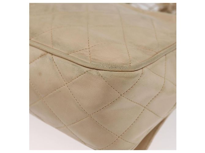 CHANEL Matelasse Chain Shoulder Bag Lamb Skin Ivory Gold CC Auth AMZ315 Golden Cream - view 13