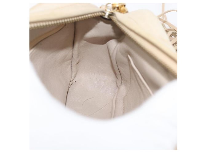 CHANEL Matelasse Chain Shoulder Bag Lamb Skin Ivory Gold CC Auth AMZ315 Golden Cream - view 18