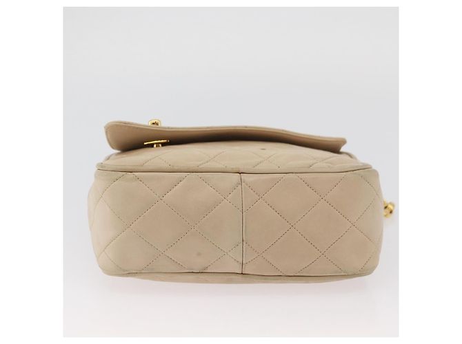 CHANEL Matelasse Chain Shoulder Bag Lamb Skin Ivory Gold CC Auth AMZ315 Golden Cream - view 9