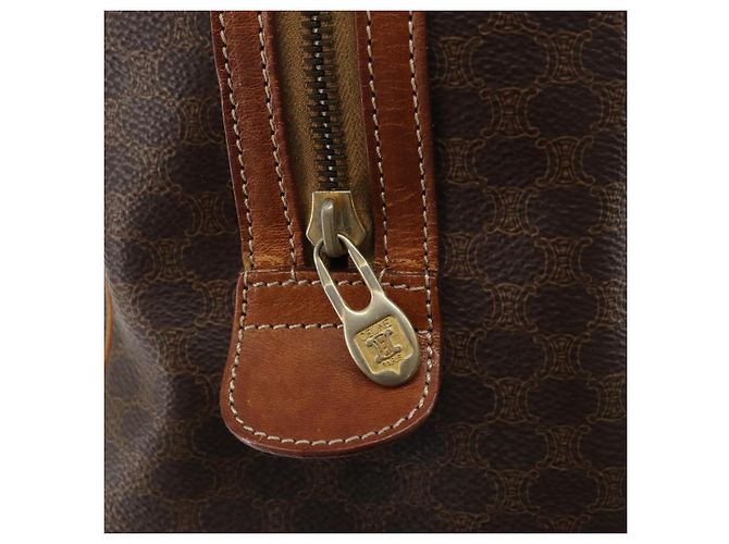 Céline Borsa a mano in tela Macadam CELINE in pelle PVC marrone e oro Auth mr2268 D'oro - vista 15