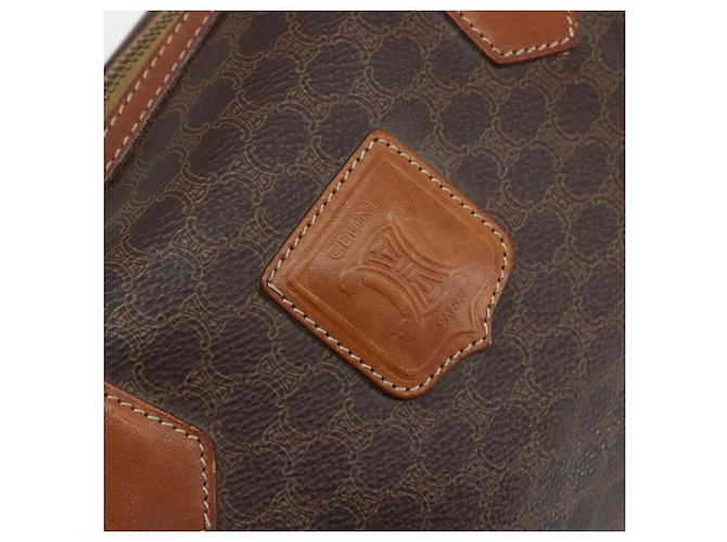 Céline Borsa a mano in tela Macadam CELINE in pelle PVC marrone e oro Auth mr2268 D'oro - vista 16