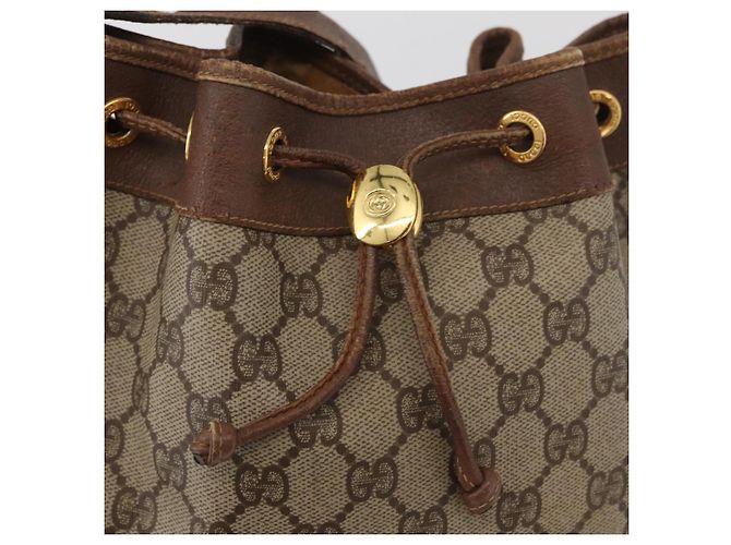 Gucci Borsa a spalla GG Supreme in PVC beige e oro Auth ARZ789 D'oro - vista 14