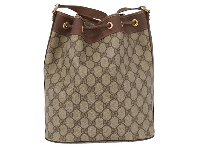 Gucci Borsa a spalla GG Supreme in PVC beige e oro Auth ARZ789 D'oro - vista 3