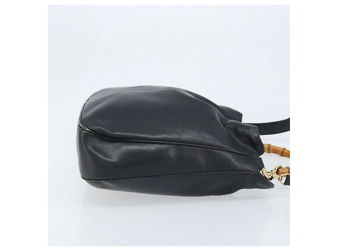 Borsa a Spalla Gucci Bamboo in Pelle 2 in 1 Nero Oro 001 3444 1577 Auth 174580 - vista 4