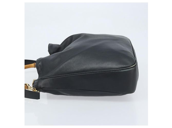 Borsa a Spalla Gucci Bamboo in Pelle 2 in 1 Nero Oro 001 3444 1577 Auth 174580 - vista 5