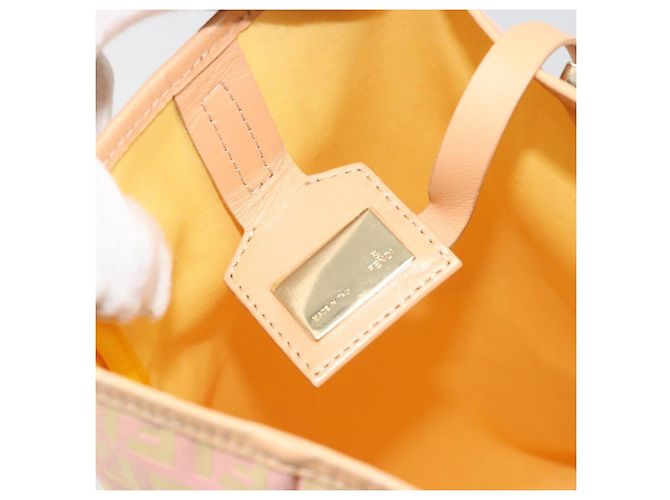 Borsa a mano in tela Zucchino FENDI rosa oro Auth ARZ892A D'oro - vista 10
