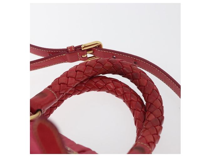 Borsa a Spalla PRADA Nylon Pelle 2 in 1 Rosa Oro Auth mr2258 D'oro - vista 14