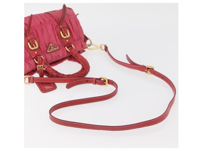 Borsa a Spalla PRADA Nylon Pelle 2 in 1 Rosa Oro Auth mr2258 D'oro - vista 8